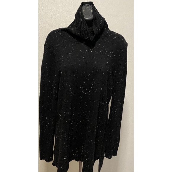 Calvin Klein Womens Size Large Black Cowl Neck Cotton Blend Sweater 5% Wool - Picture 1 of 10